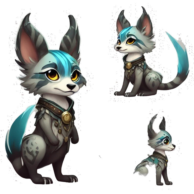 Cool cute Kawaii edgy fantasy shiny animal  fursona Fionbri vernid by griffsnuff & LiLaiRa & Falvie full body emoji