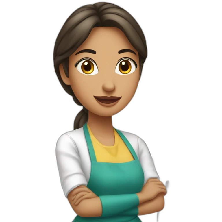 Mujer de cabello largo cocinando con delantal  emoji
