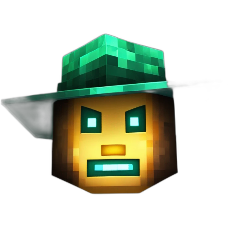 Pixel Minecraft Fedora Halloween Head Mask Diamond Obsidian Emerald Flame Shiny Glow Reward Legendary Unique Epic Mystery emoji