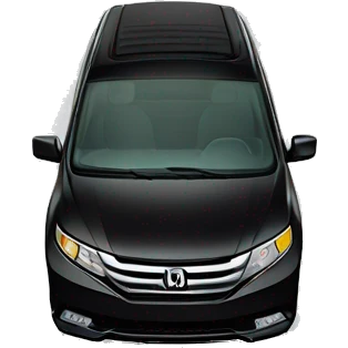 black honda odyssey minivan at an angle. shiny. realistic. apple emoji style. emoji