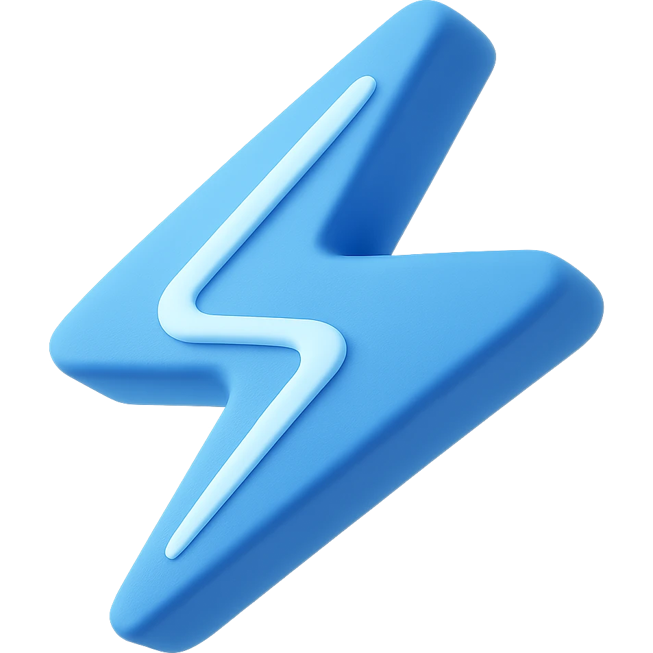Change the yellow lightning bolt to a vibrant blue lightning bolt, keeping the same style and shading. emoji