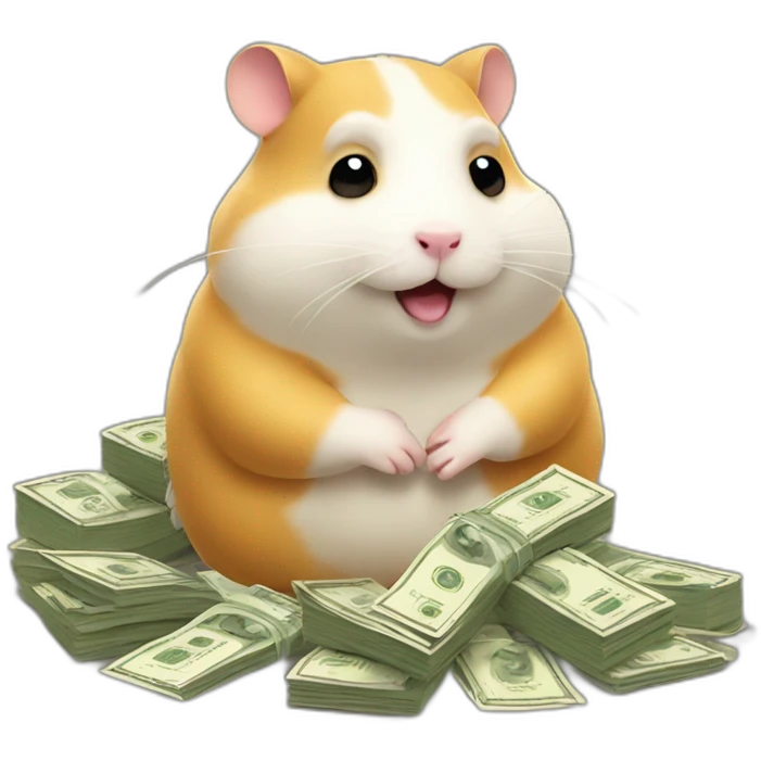 Fat hamster giving a lot of money emoji
