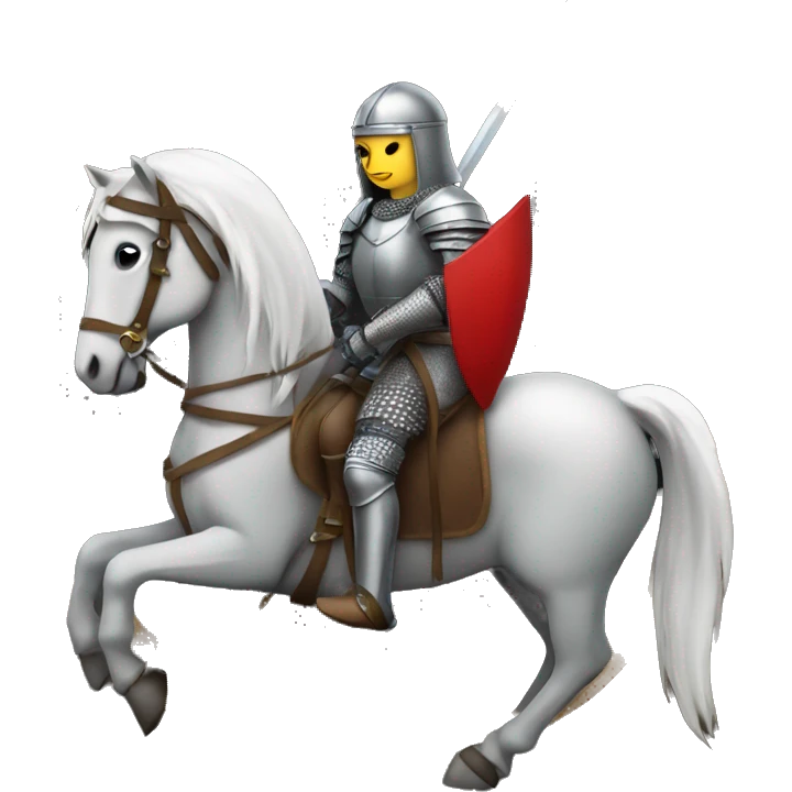 medieval female knight on a black horse with a sword emoji