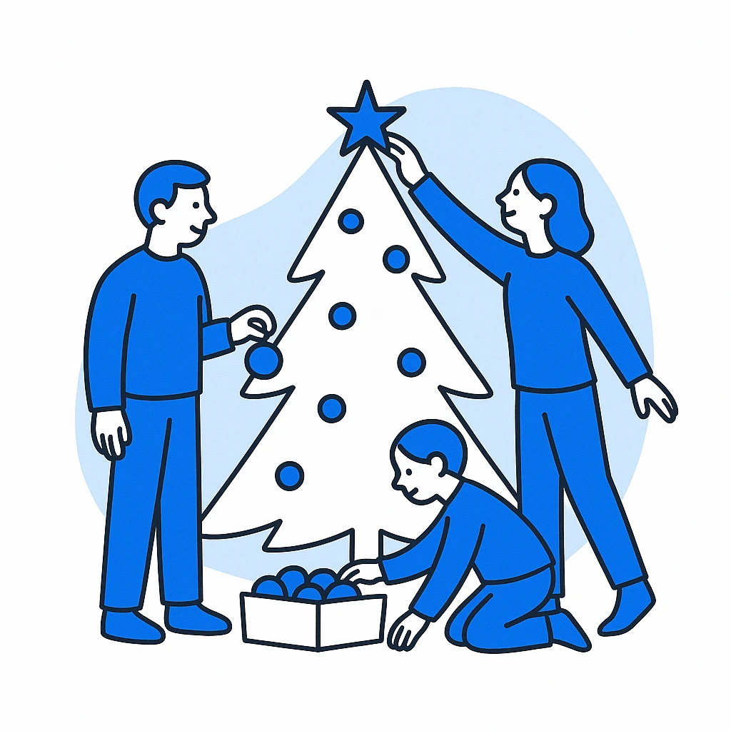 people decorating a Christmas tree emoji