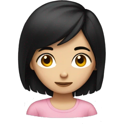 The girl with black hair is thinking emoji
