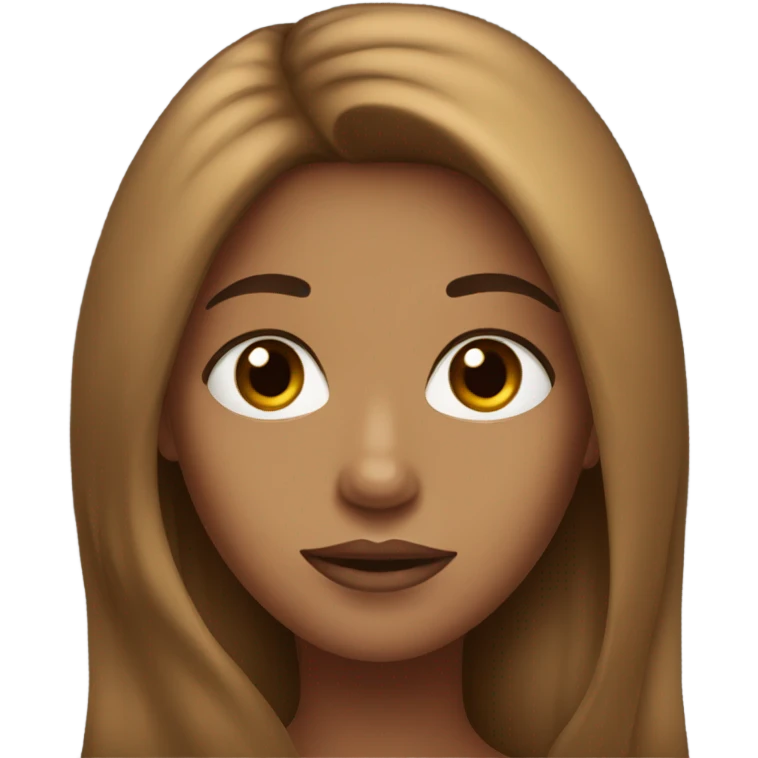 Brown long haired girl with black eyes and full lips emoji
