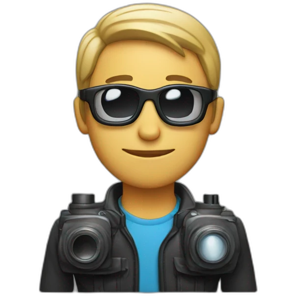 masculine man with dark glasses and a camera emoji