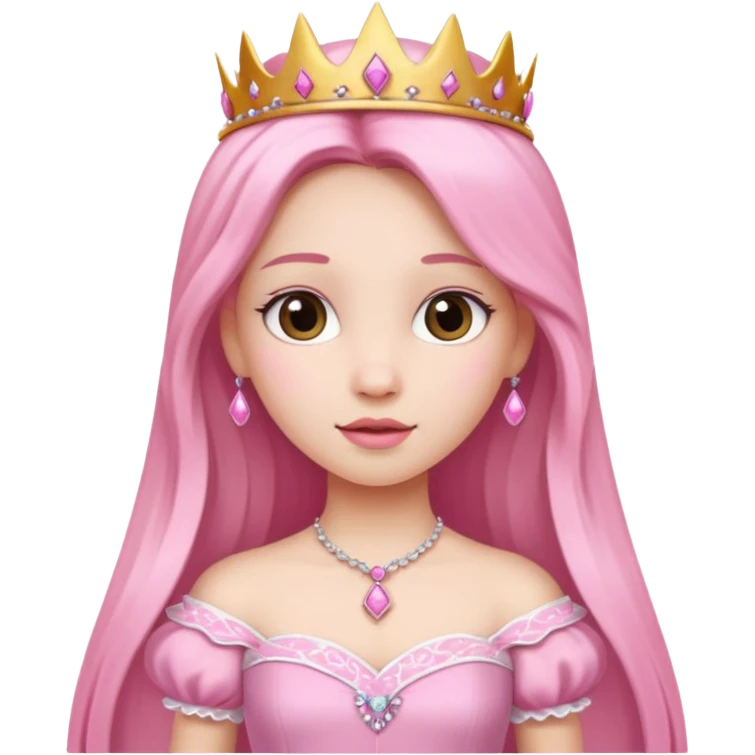 chica vestida de princesa con vestido rosa , piel blanca  emoji