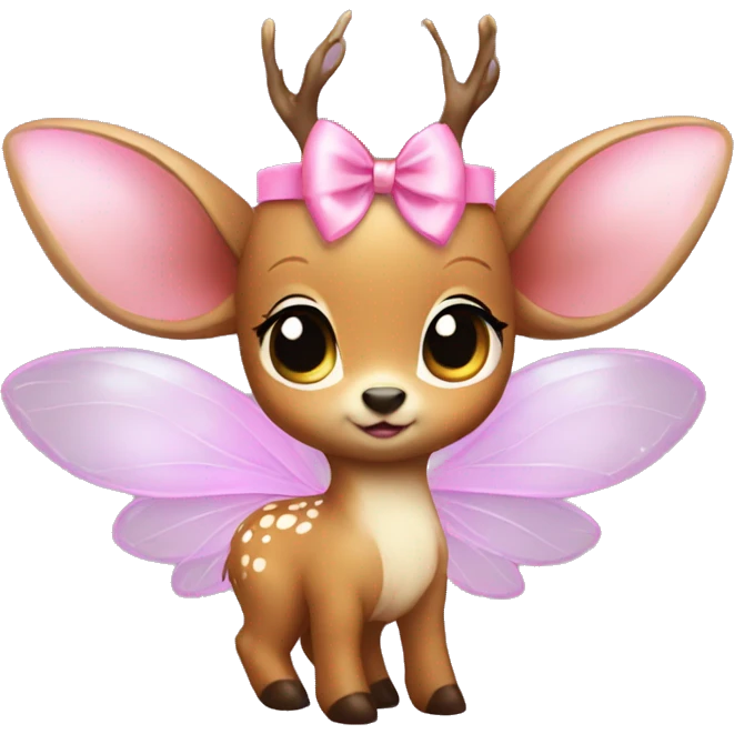 baby deer with fairy wings and a pink bow around its neck  emoji