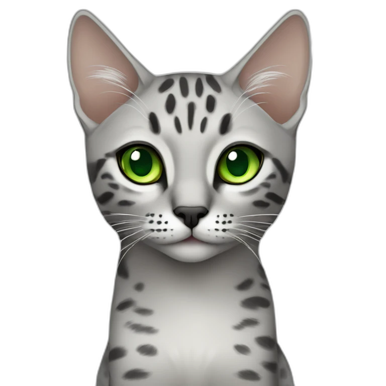 Egyptian Mau cat with green eyes emoji