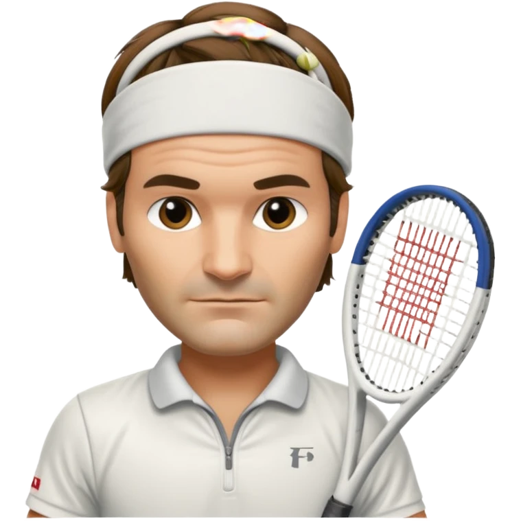 roger federer with head band and tennis racket emoji