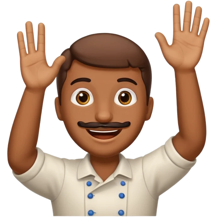 Create a cevapcici with eyes and a waving hand emoji