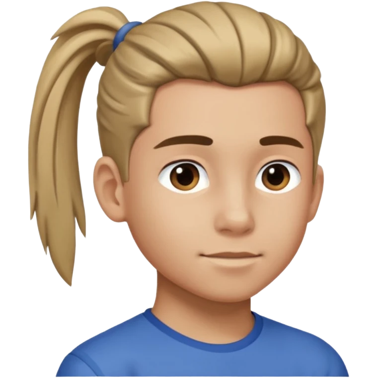 boy with ponytail, 3/4 view emoji