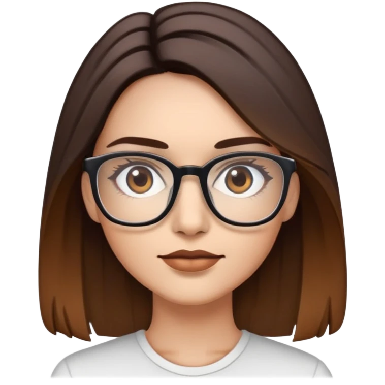 Lights skin Woman with dark roots brown balayaged lengths and squared thin glasses emoji