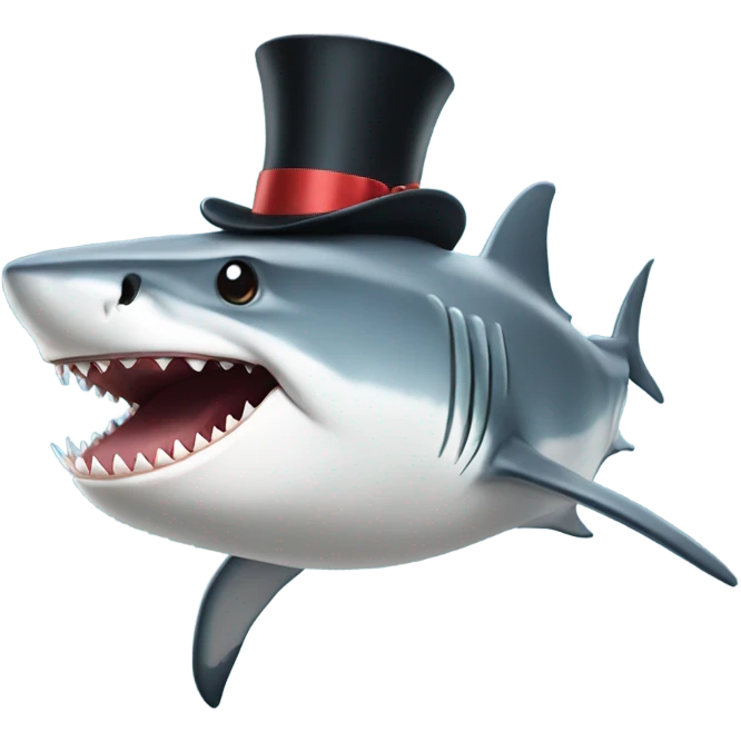 Shark with a top hat emoji
