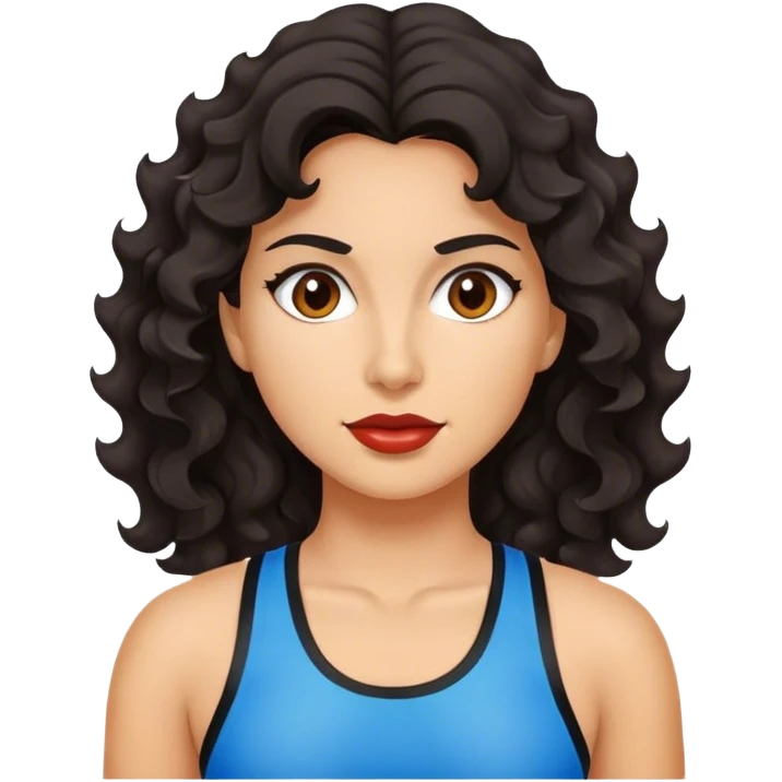 Chica pelinegra ondulada deportiva emoji