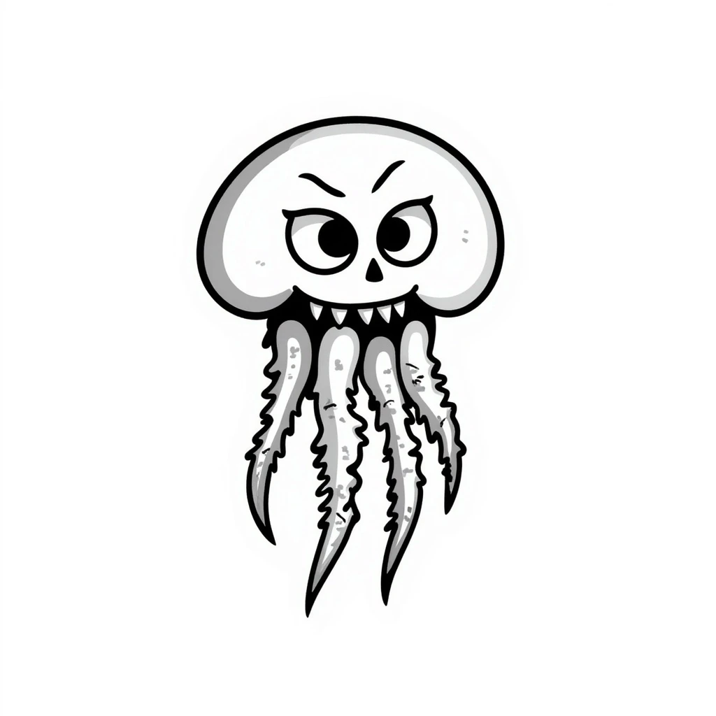 A scary crazy jellyfish emoji