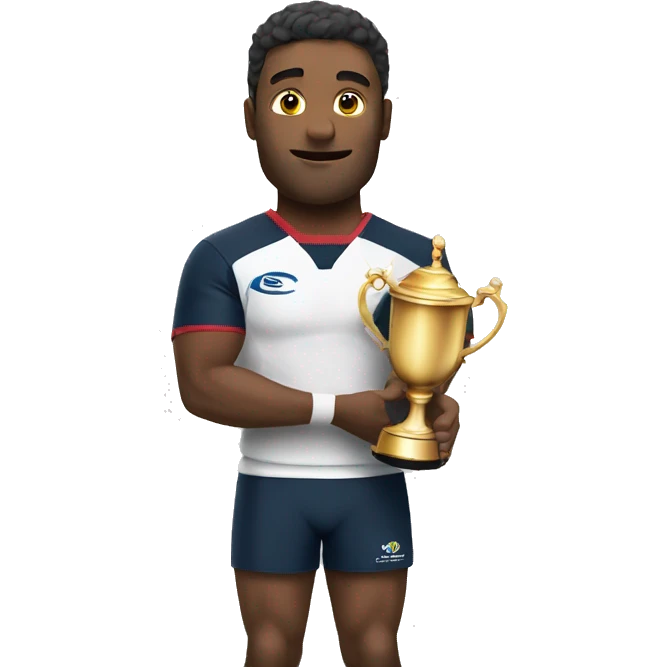 Rugby player holding a trophy emoji