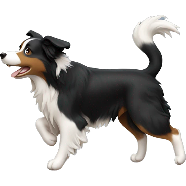 Anvil with border collie jumping over emoji