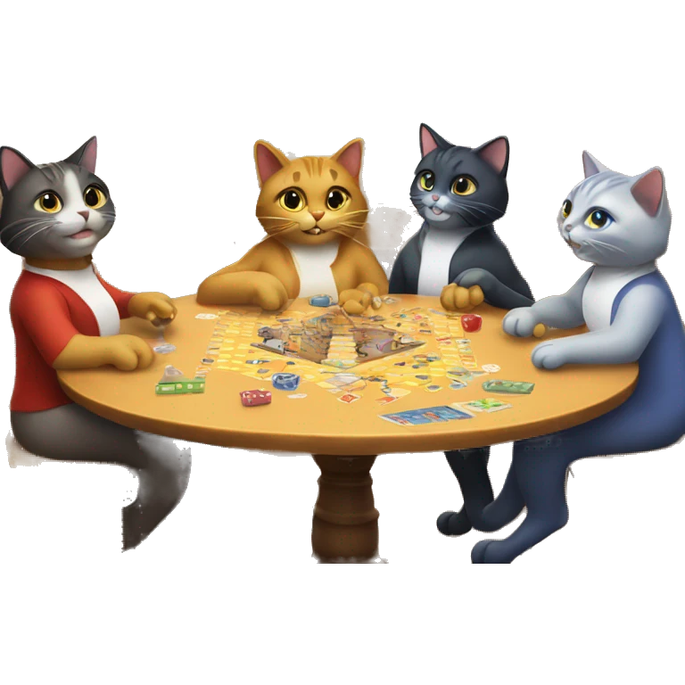 cats playing a board game at a birthday party emoji