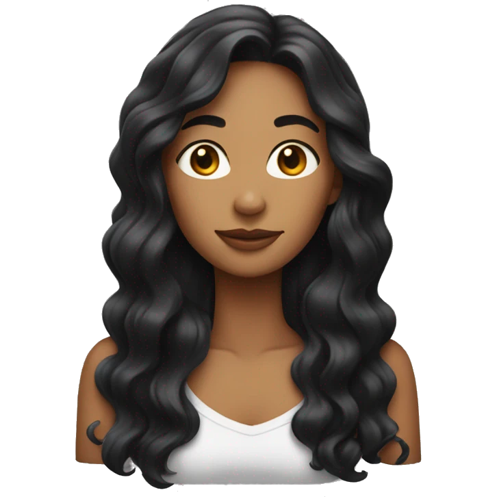 woman with really wavy long black hair emoji