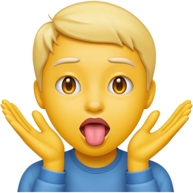Sticking tongue out with hands gliding through yellow emoji  emoji