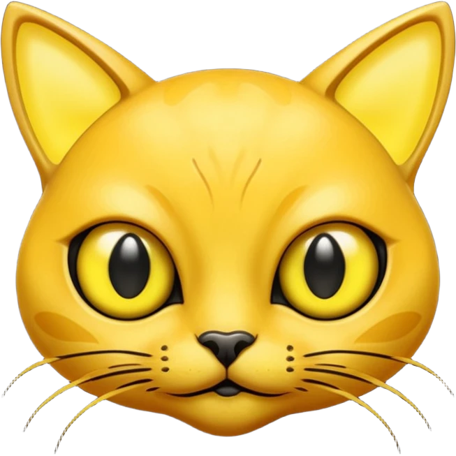 dark yellow alien cat face with alen eyes emoji