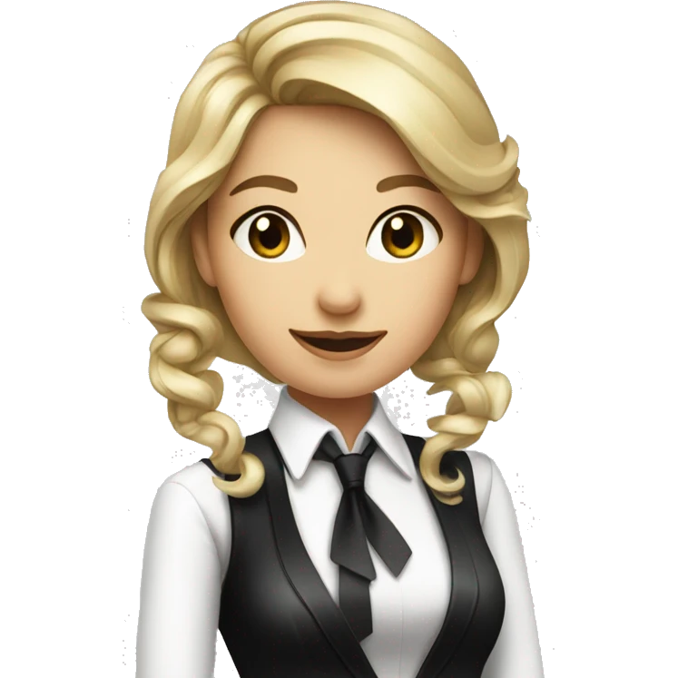 Female croupier in white shirt and black tie emoji