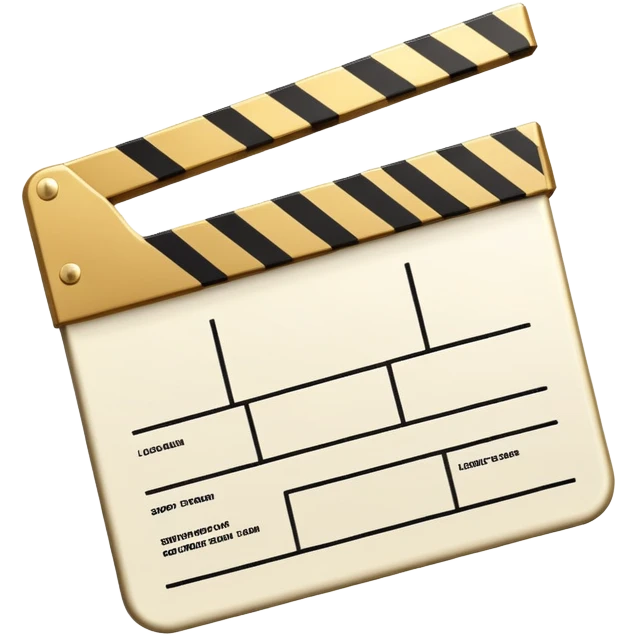 ultra simplified movie clapper with gold and white colors, two simple rectangles with a diagonal line emoji