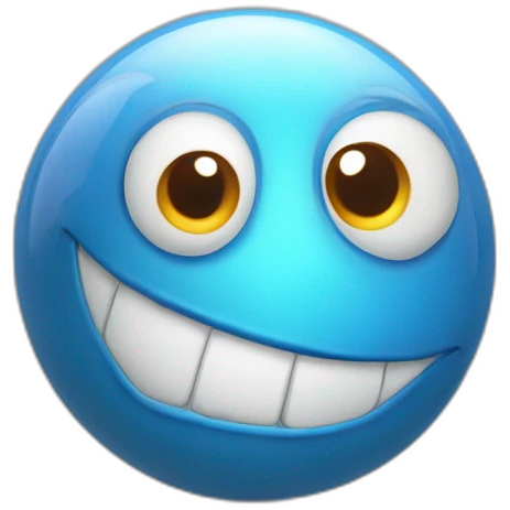 3d sphere with a cartoon genie skin texture with big happy eyes emoji