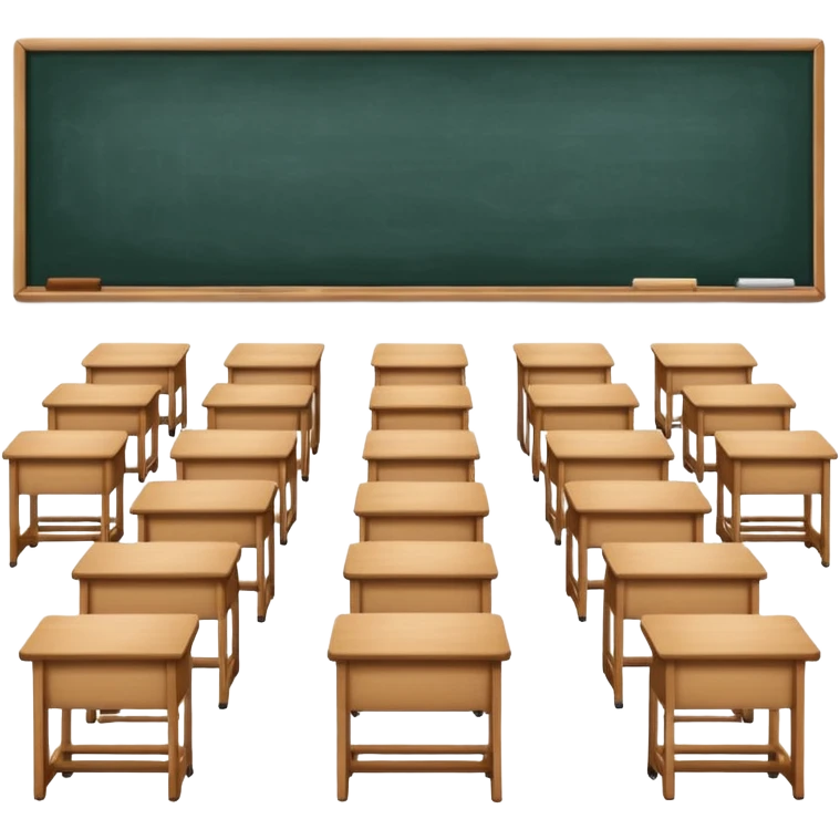 classroom with desks and a big blackboard, different layout emoji