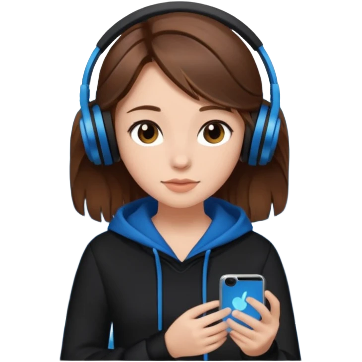 블랙 블루, 노래 좋아하고, 창의적이고 바다 좋아해 , 여자아이 갈색머리 emoji