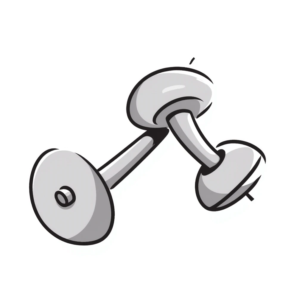 A pair of dumbbells/hand weights for exercise in pastel colors (dd9fb0, ffc6d3, a3bfc9, c4bee2, f1b091), hand-drawn doodle style emoji