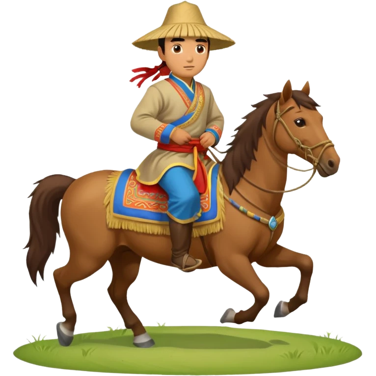 mongolian man on horse full body emoji