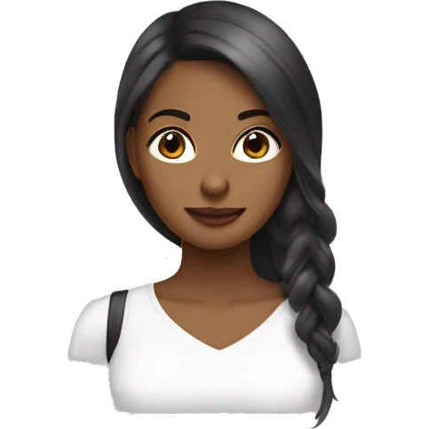 Diseñadora gráfica digital con Cabello largo castaño y ojos cafes emoji