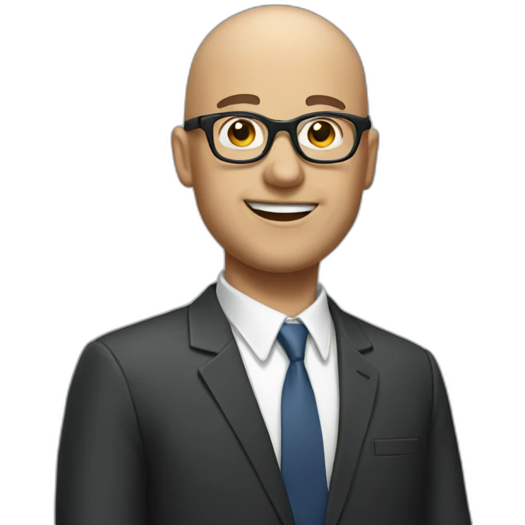 bald man with glasses and microphone emoji