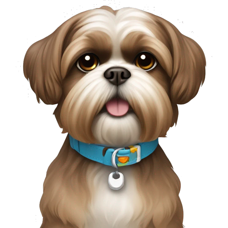 Brown Shih Tzu Dog with a collar named Mobi emoji