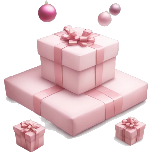 Light pink Christmas gifts under a white Christmas tree  emoji