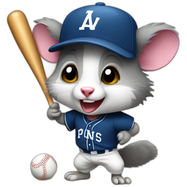 Possum playing baseball emoji