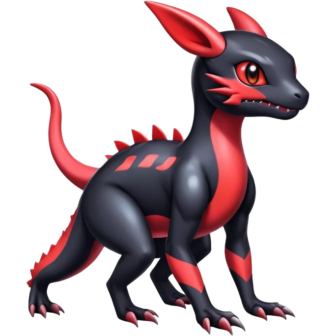 Cute Shiny Guilmon-Salandit-Umbreon-Fakémon-hybrid-creature (full body)  emoji
