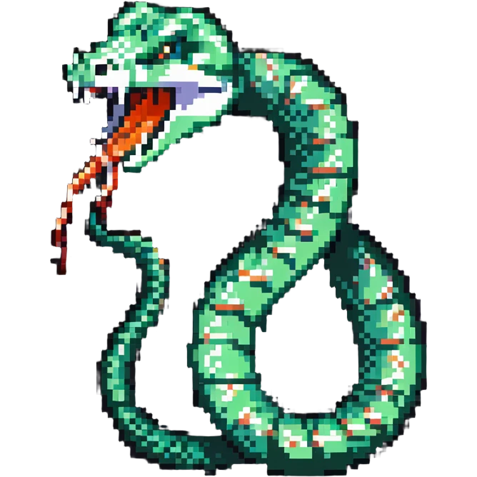 ouroboros, stylized snake eating its own tail, pixel art style emoji