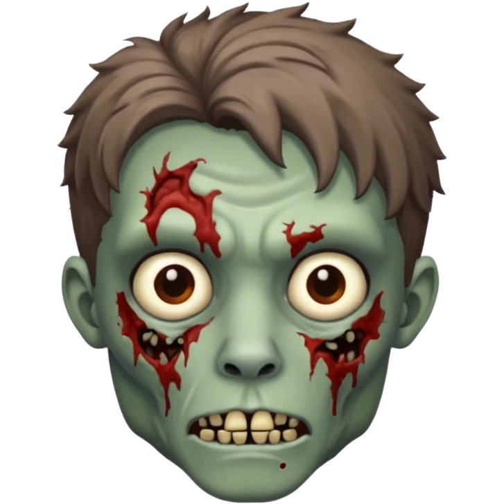 Zombie with lil bit curly medium brown hair in wolf cut hair style emoji