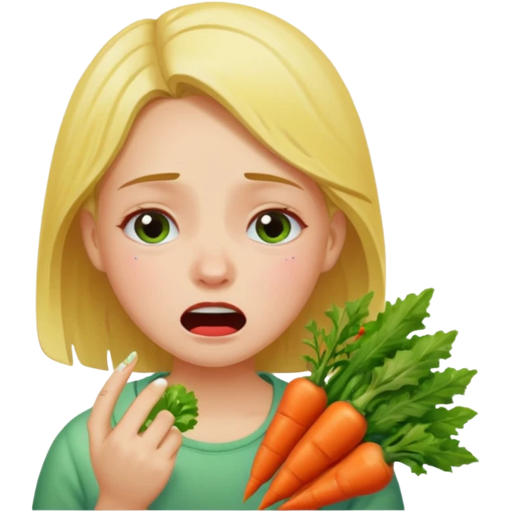 девушка ест разные овощи большое разнообразие овощей и плачет emoji