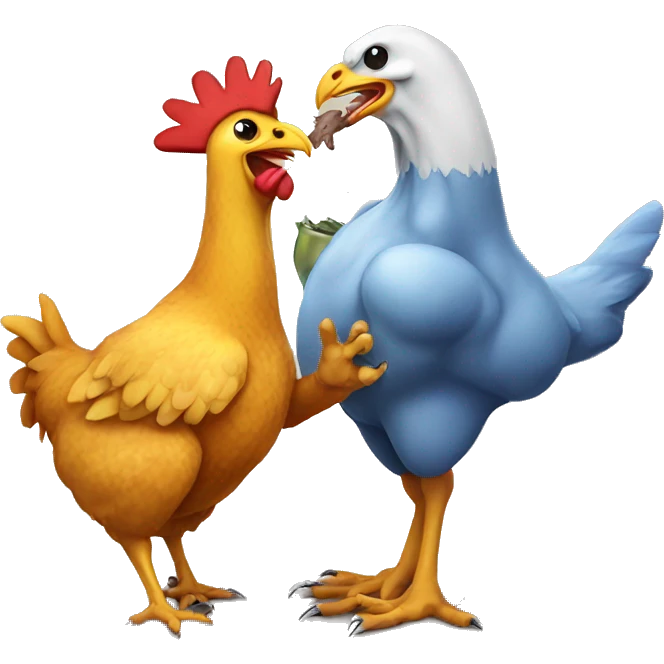 chicken eating a dinosaur emoji