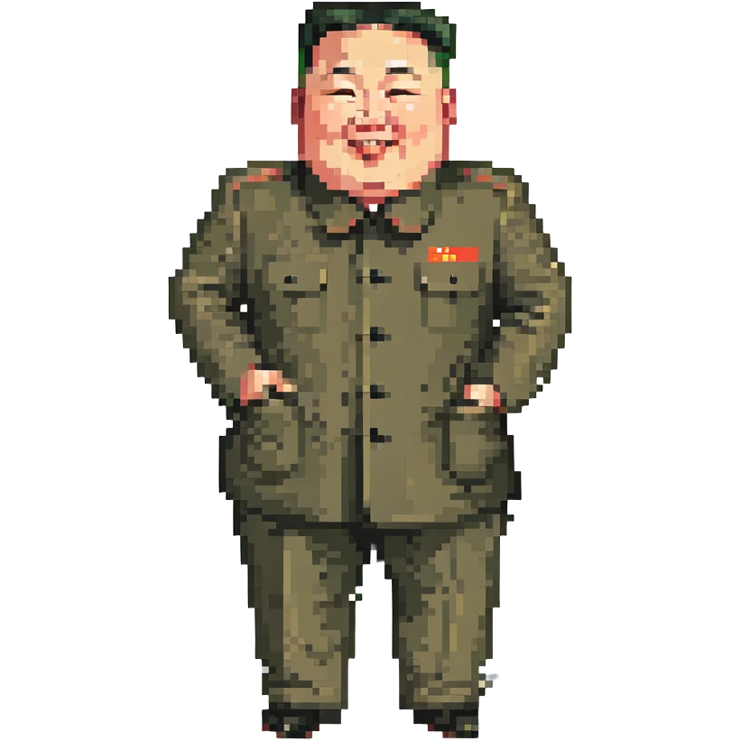 Kim Jong Un, slim, cheerful expression emoji