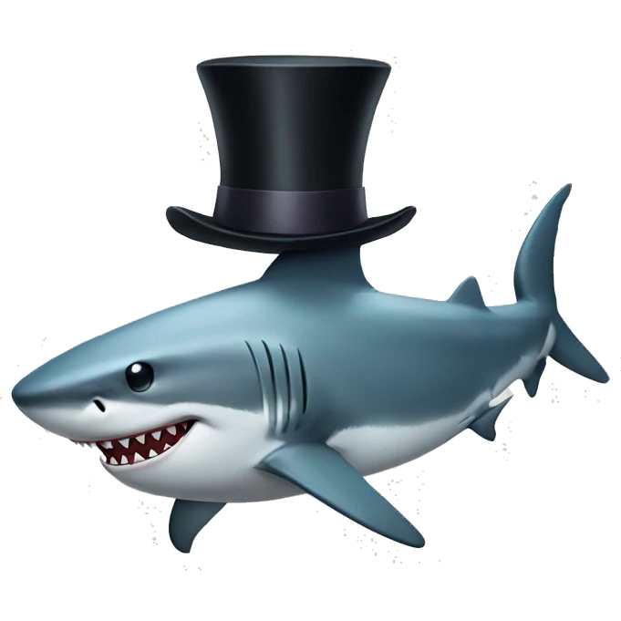 Shark with a top hat emoji