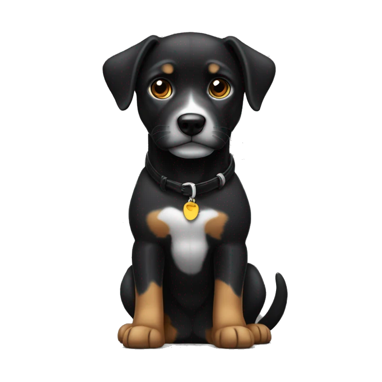 Perro negro con lazo negro emoji