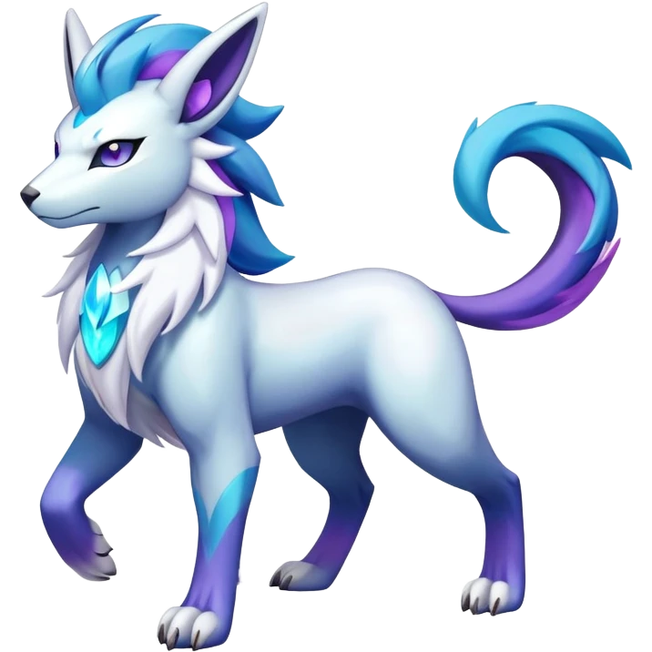 Shiny Colorful Iridescent Cobalion-Suicune-fakemon (full body) emoji