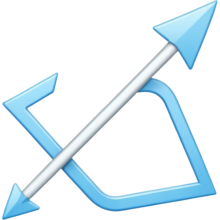 Extremely simplistic white arrow with light blue outline pointing. make the point only on one side emoji