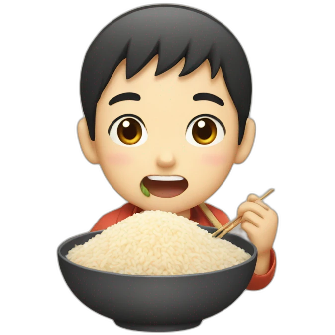 japanese boy eating rice emoji